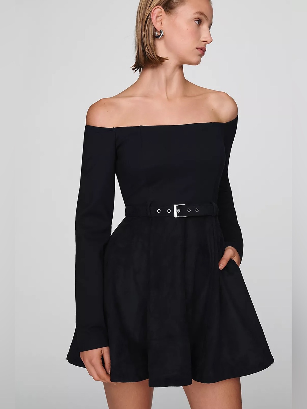 Maeve Faux Suede Belted Mini Dress